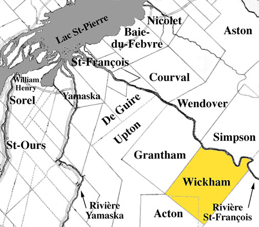 carte positionnant le canton de Wickham